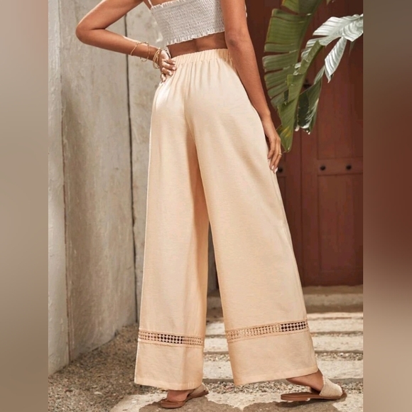 New guipure lace insert wide leg pants - Picture 2 of 8